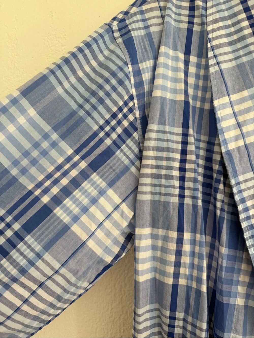 Polo Ralph Lauren Men’s Robe Small/Medium Plaid Cotton Robe Blue White Tie Waist
